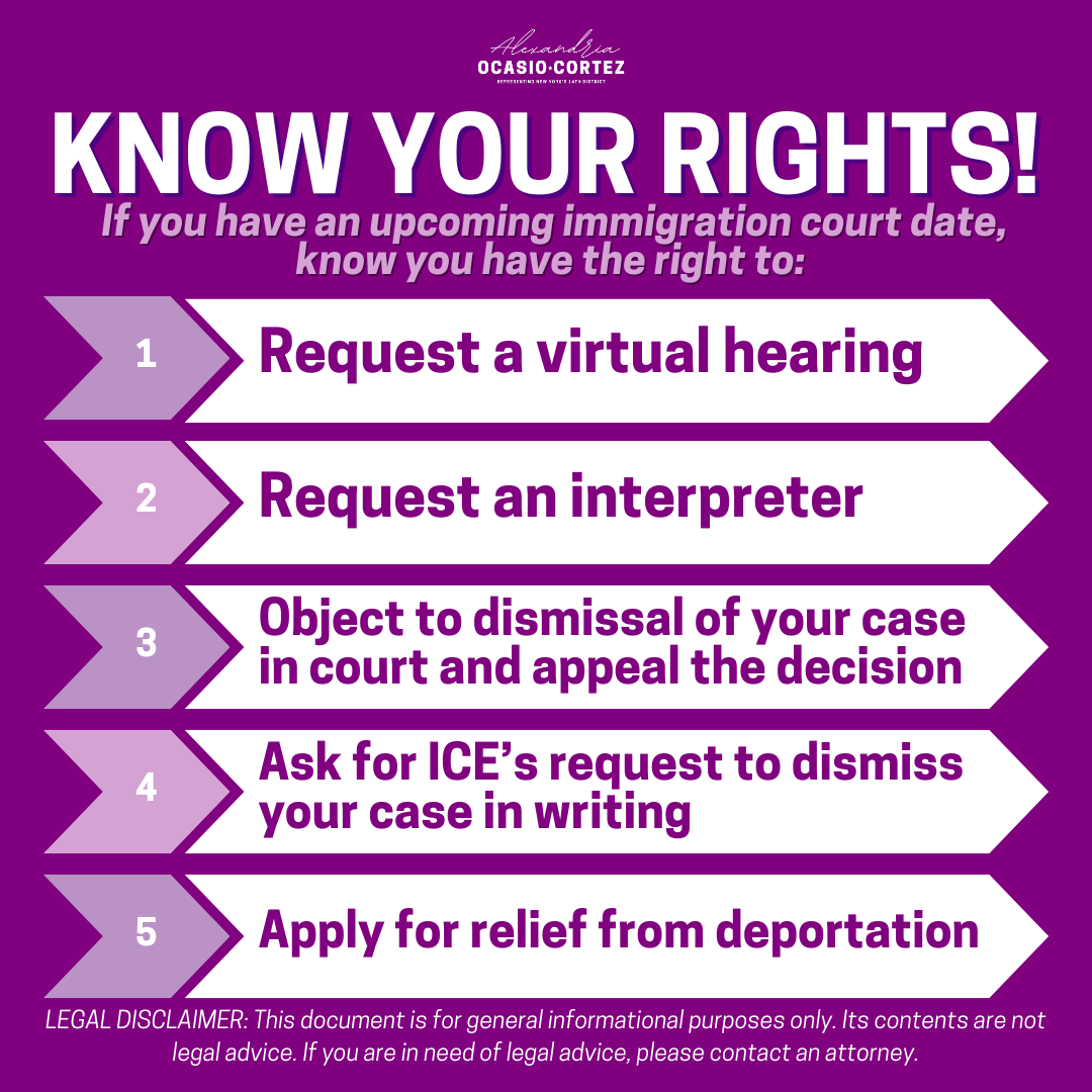 If you have an upcoming immigration court hearing, know you have the right to: